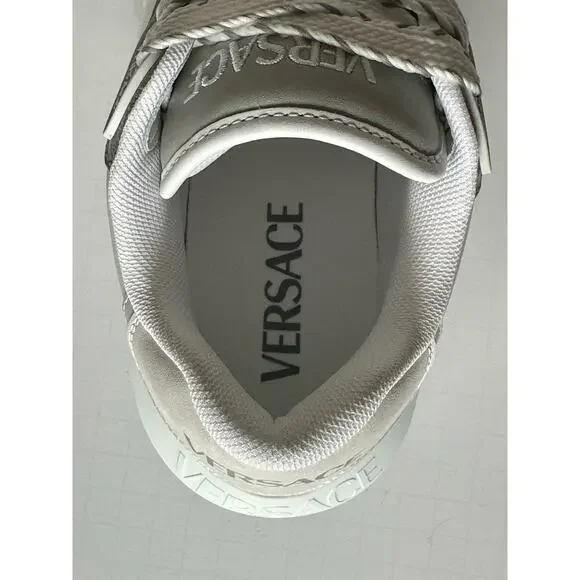 Versace Odissea Mens Leather White/Gray Sneakers 11.5 US (44.5) 1015437 NIB $950